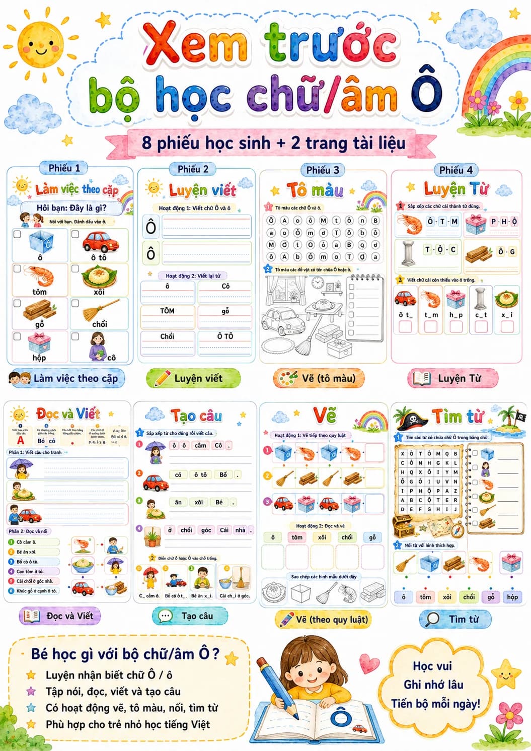 Vietnamese Letter O Circumflex Phonics Worksheets Pack page 2 printable worksheet preview
