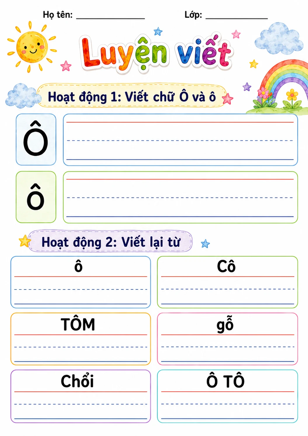 Vietnamese Letter O Circumflex Phonics Worksheets Pack page 3 printable worksheet preview