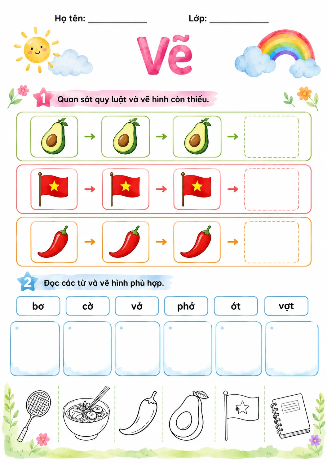 Vietnamese Letter O Horn Phonics Worksheets Pack page 5 printable worksheet preview