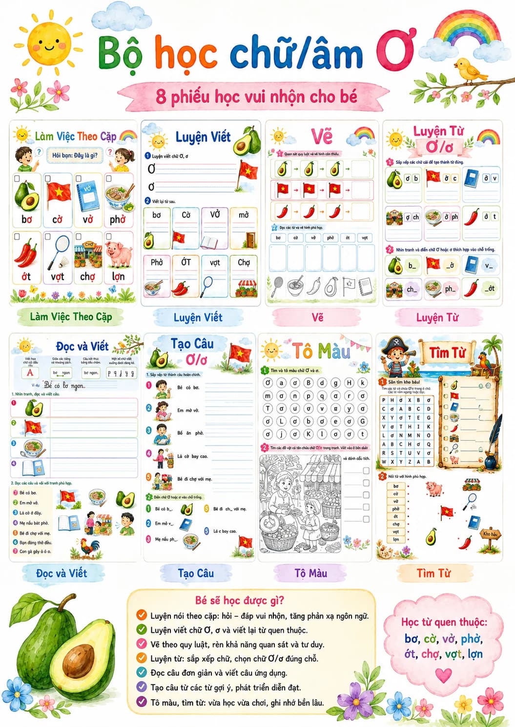 Vietnamese Letter O Horn Phonics Worksheets Pack page 7 printable worksheet preview