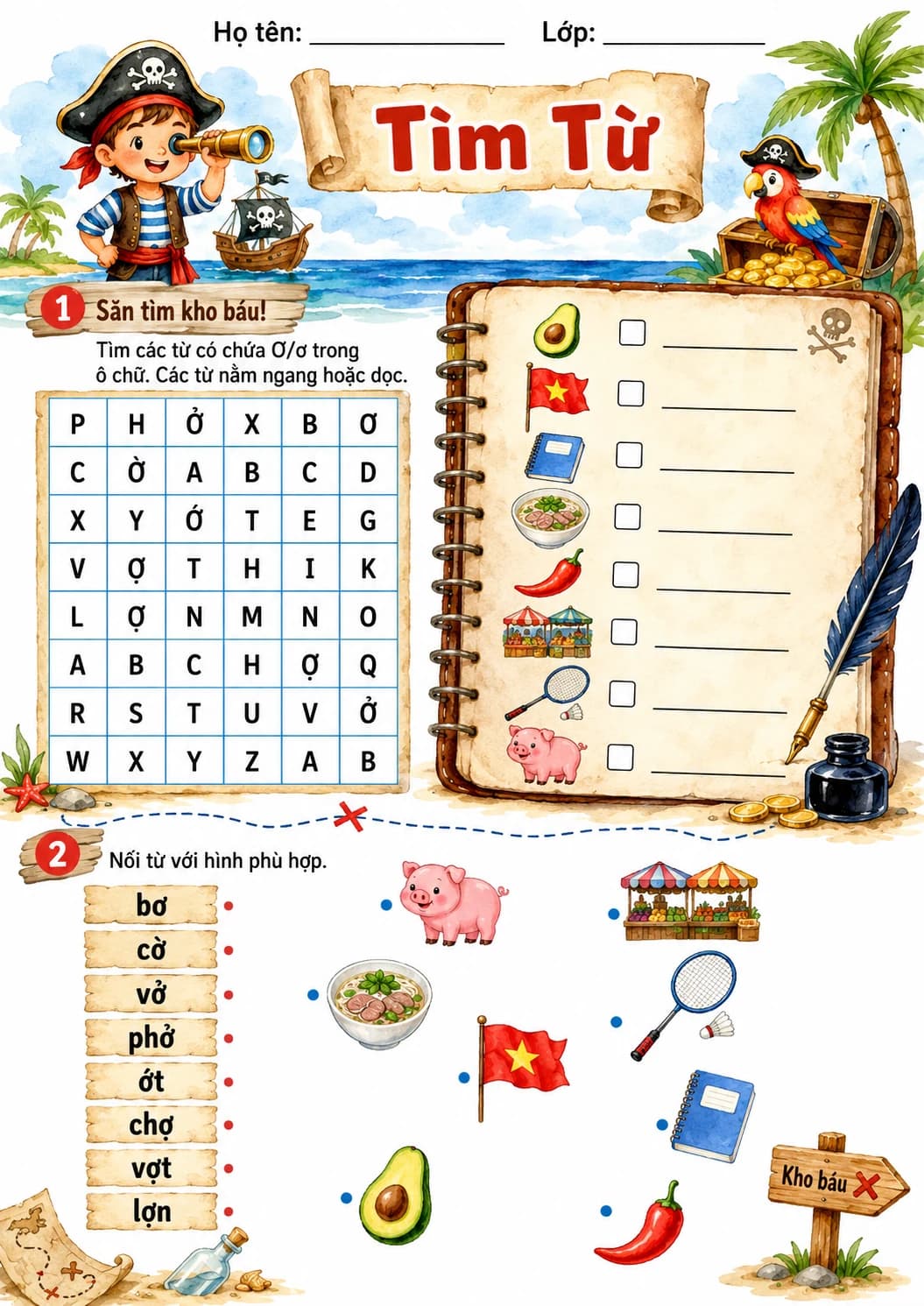 Vietnamese Letter O Horn Phonics Worksheets Pack page 10 printable worksheet preview