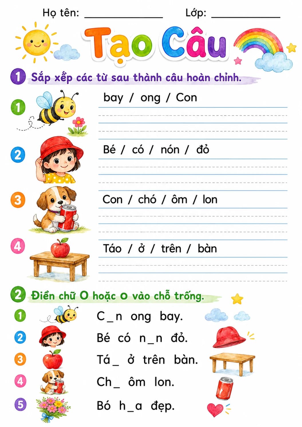 Vietnamese Letter O Phonics Worksheets Pack page 4 printable worksheet preview
