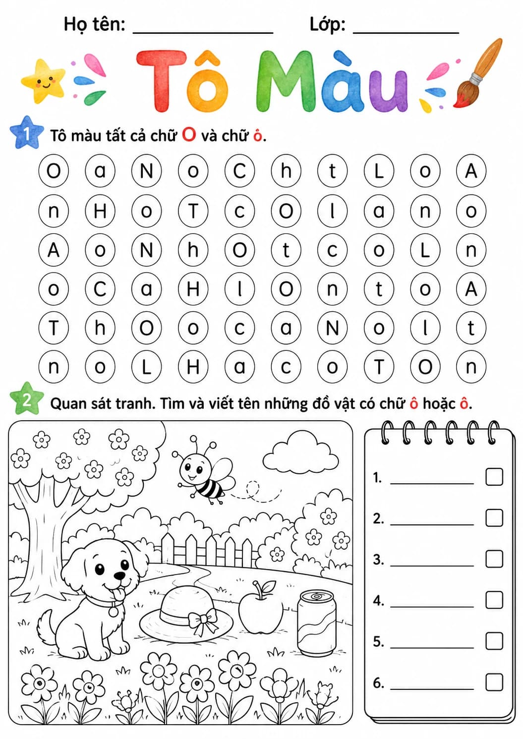 Vietnamese Letter O Phonics Worksheets Pack page 5 printable worksheet preview