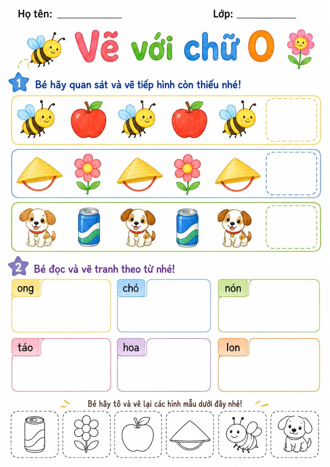 Vietnamese Letter O Phonics Worksheets Pack page 6 printable worksheet preview