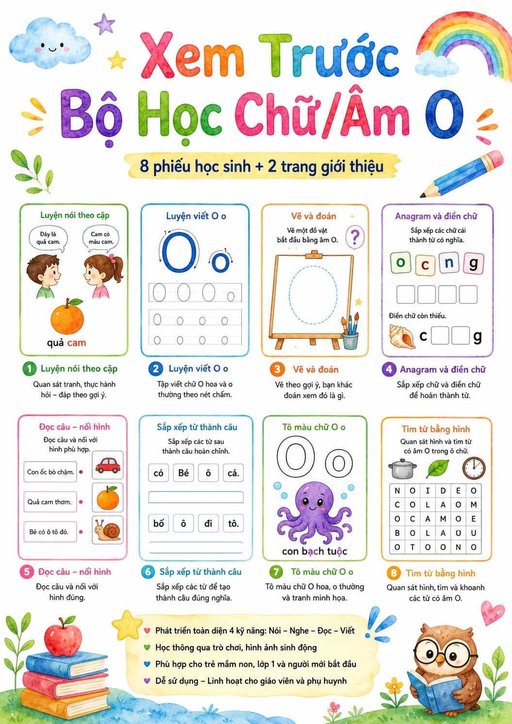 Vietnamese Letter O Phonics Worksheets Pack page 7 printable worksheet preview