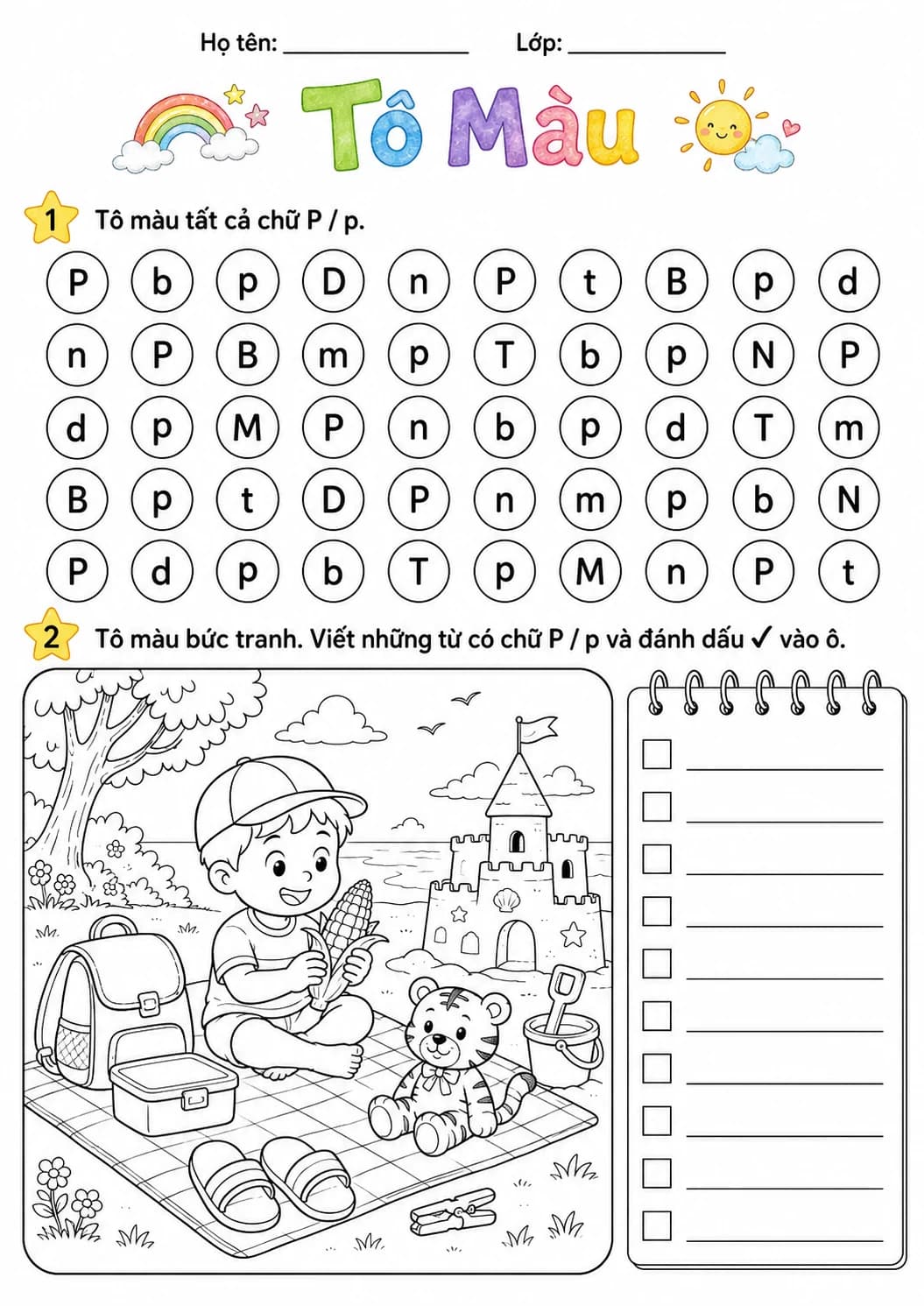 Vietnamese Letter P Phonics Worksheets Pack page 3 printable worksheet preview