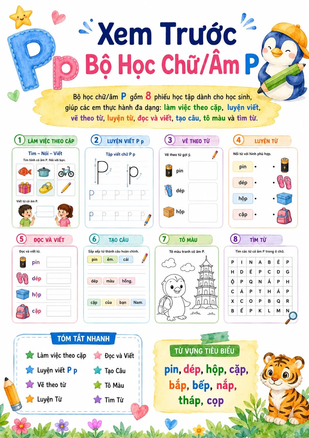 Vietnamese Letter P Phonics Worksheets Pack page 7 printable worksheet preview