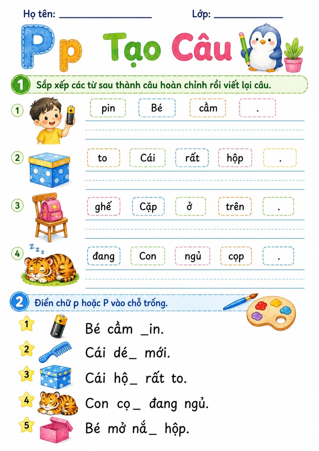 Vietnamese Letter P Phonics Worksheets Pack page 10 printable worksheet preview