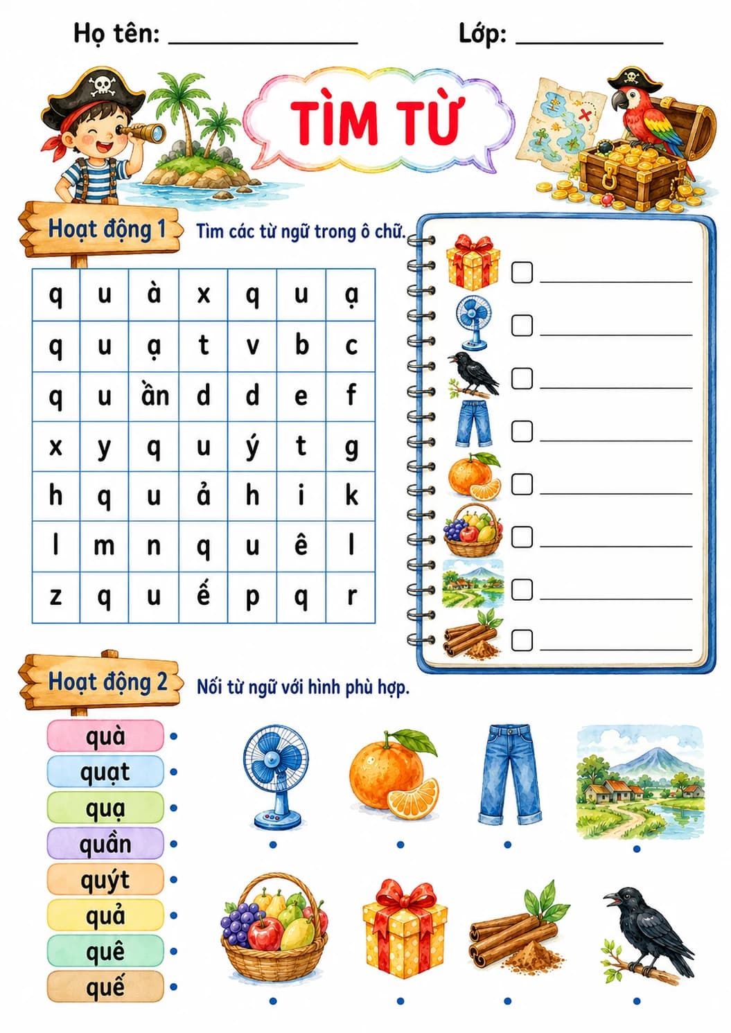 Vietnamese Letter Q Phonics Worksheets Pack page 3 printable worksheet preview