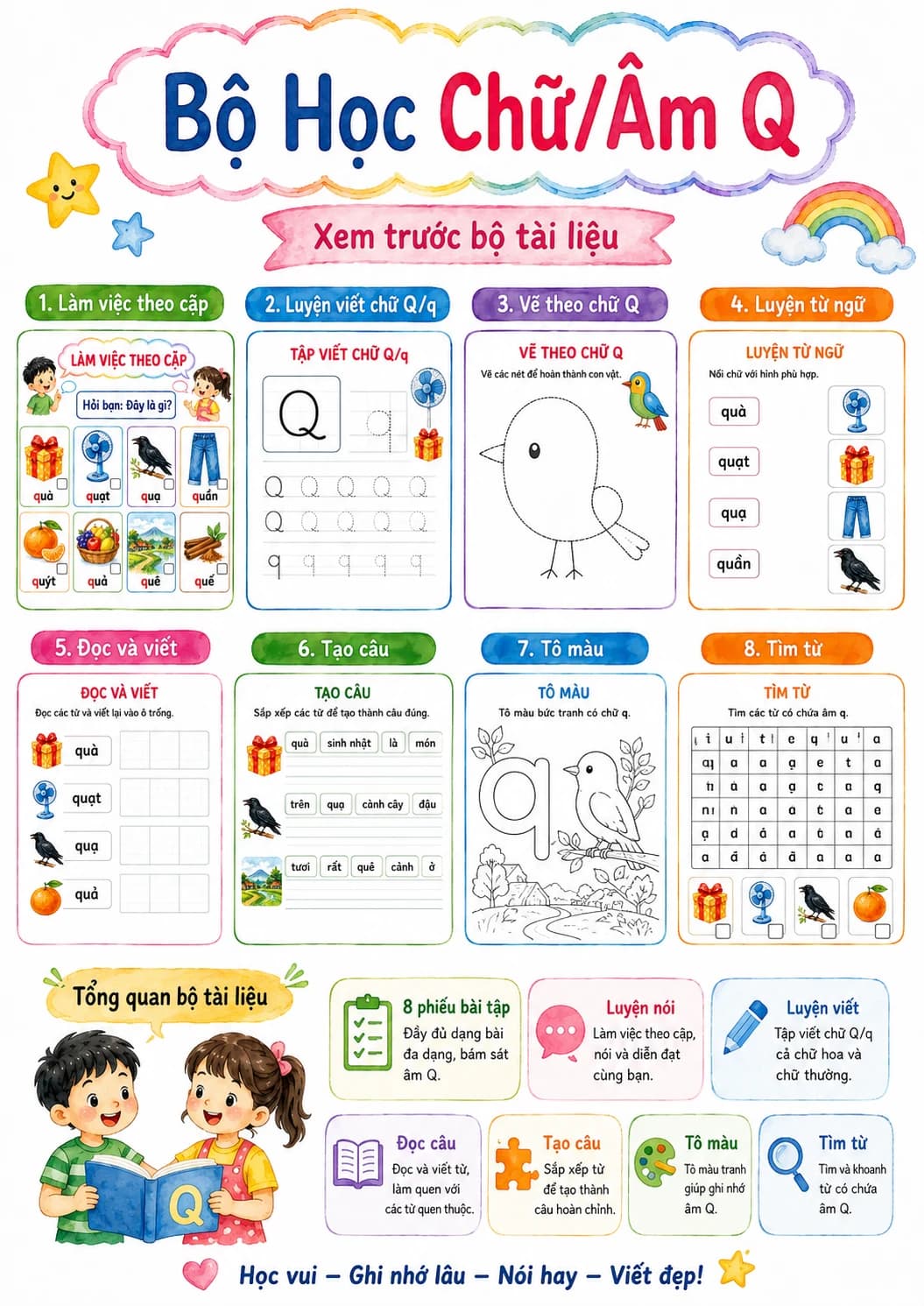 Vietnamese Letter Q Phonics Worksheets Pack page 8 printable worksheet preview