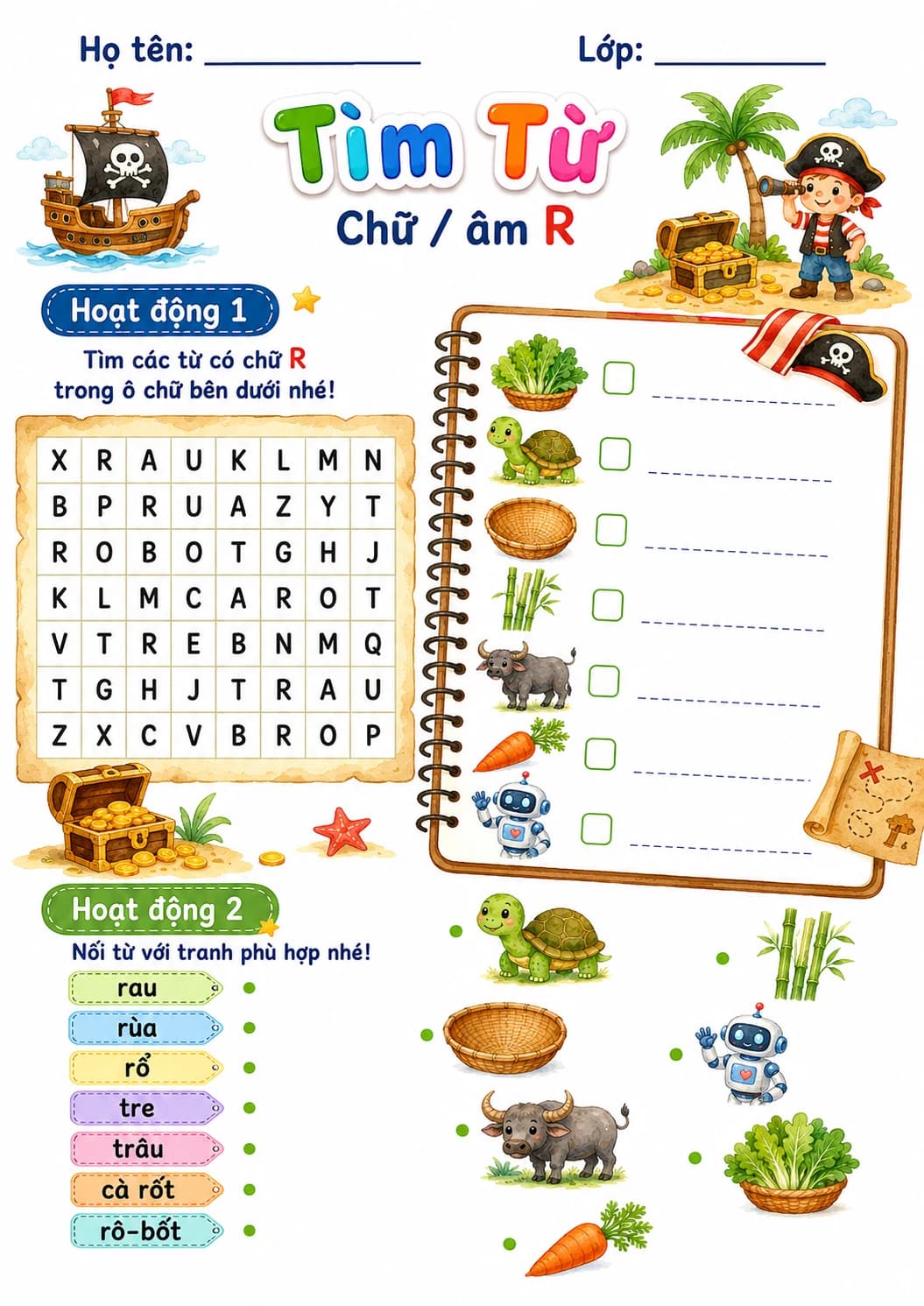 Vietnamese Letter R Phonics Worksheets Pack printable worksheet pack preview from KiwiBee