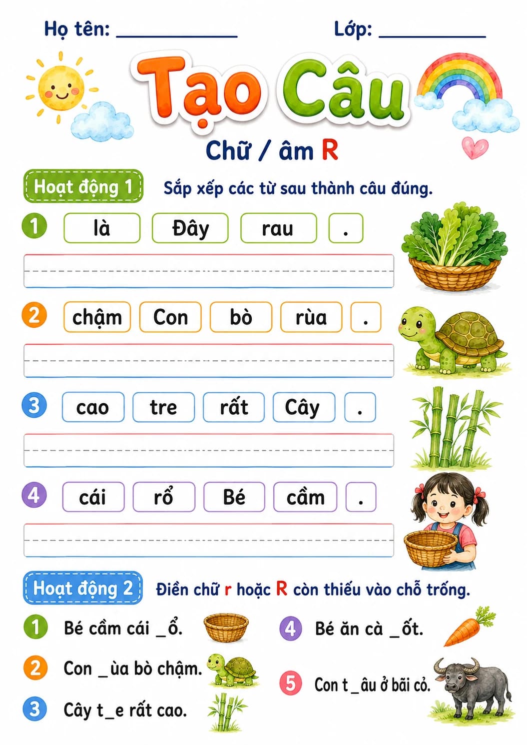 Vietnamese Letter R Phonics Worksheets Pack page 3 printable worksheet preview
