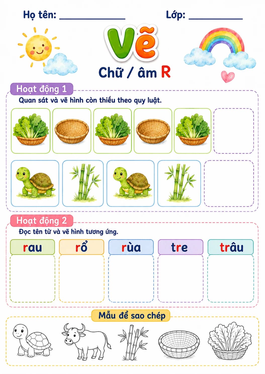 Vietnamese Letter R Phonics Worksheets Pack page 9 printable worksheet preview