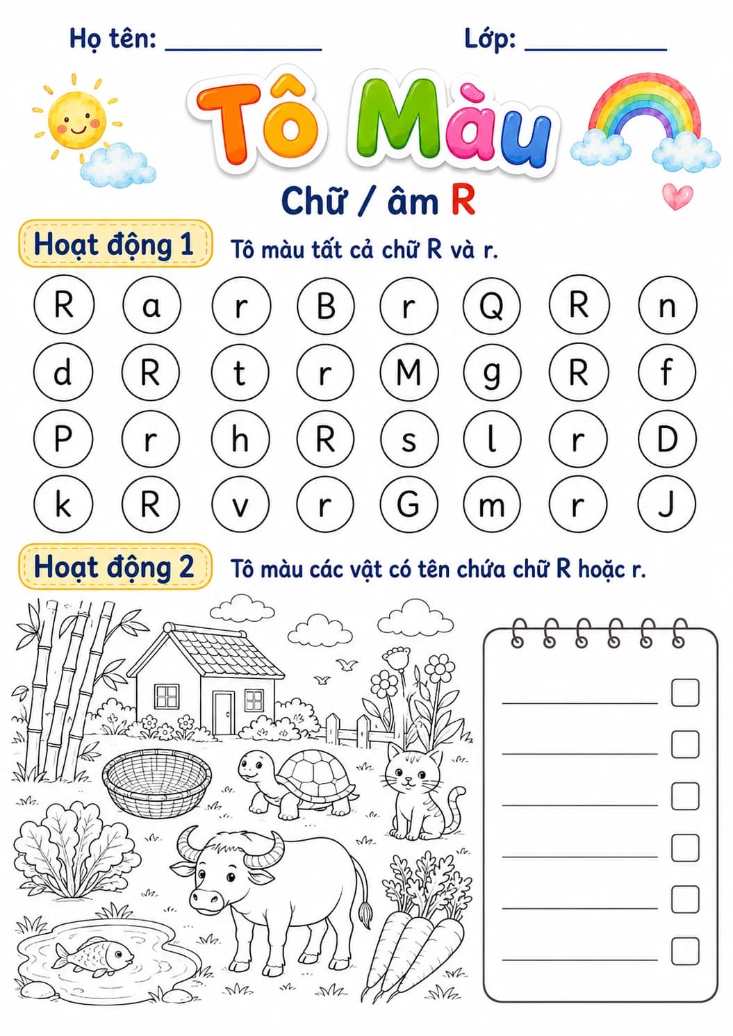 Vietnamese Letter R Phonics Worksheets Pack page 10 printable worksheet preview