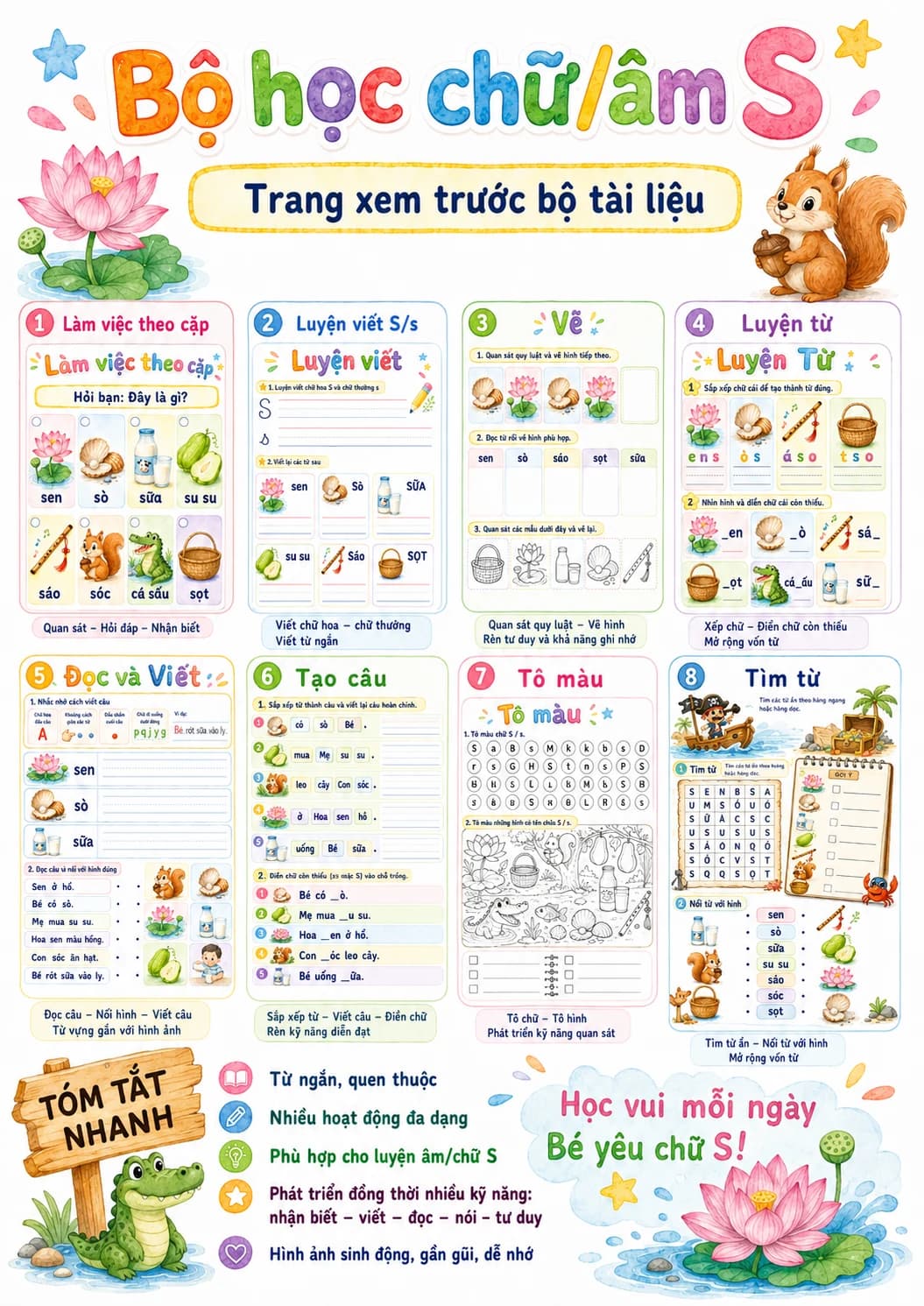 Vietnamese Letter S Phonics Worksheets Pack page 2 printable worksheet preview