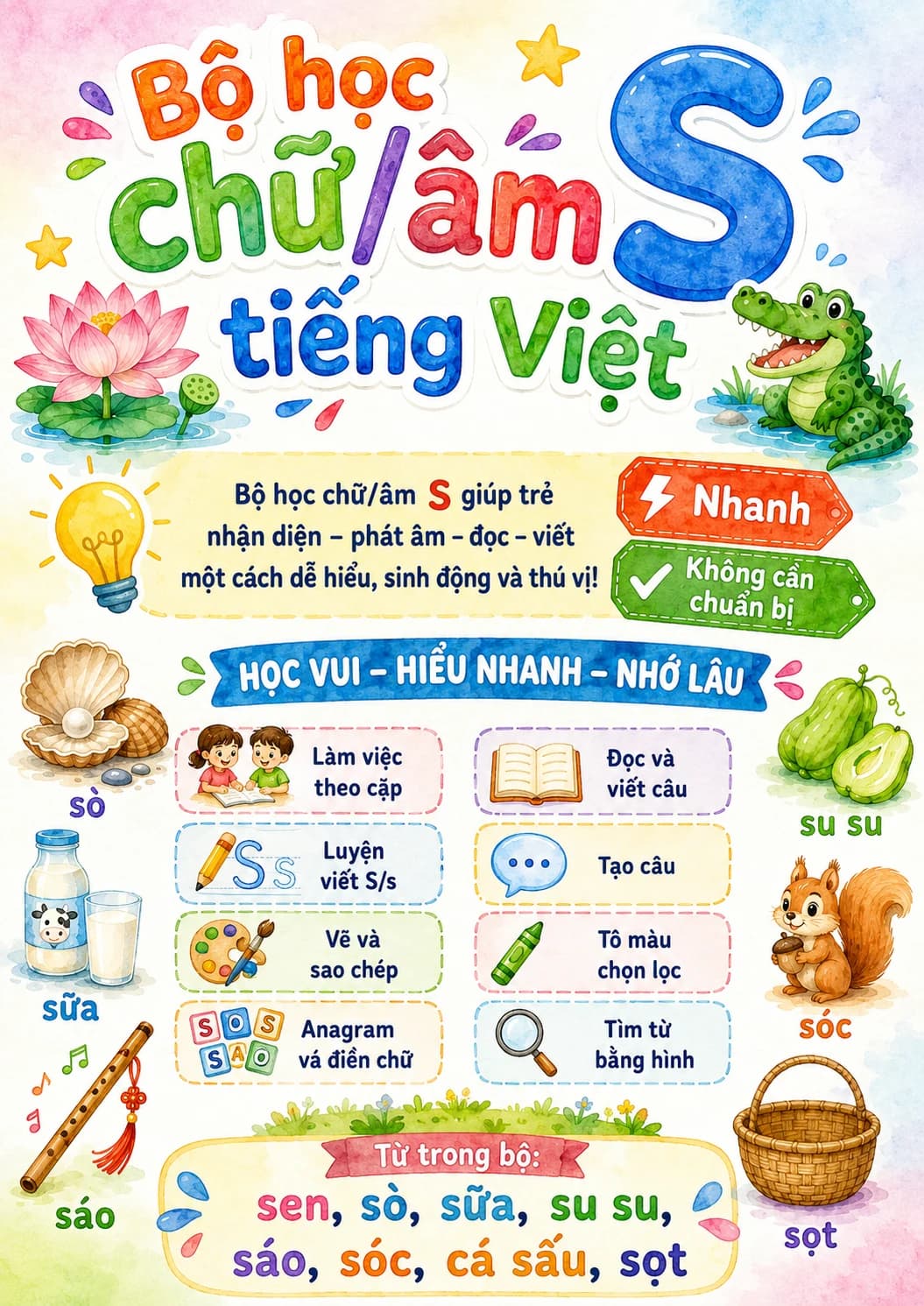 Vietnamese Letter S Phonics Worksheets Pack page 7 printable worksheet preview
