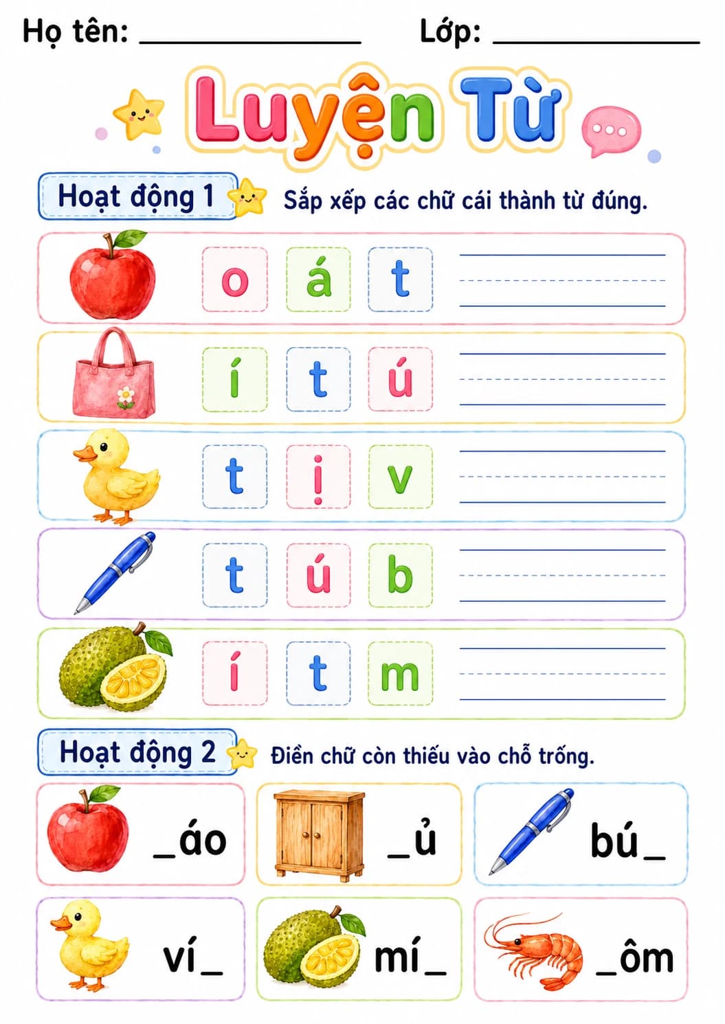 Vietnamese Letter T Phonics Worksheets Pack page 8 printable worksheet preview