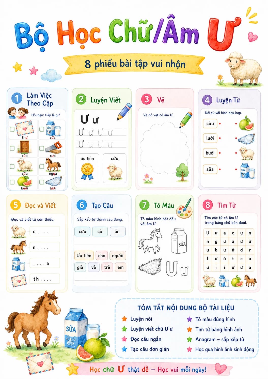 Vietnamese Letter U Horn Phonics Worksheets Pack page 10 printable worksheet preview