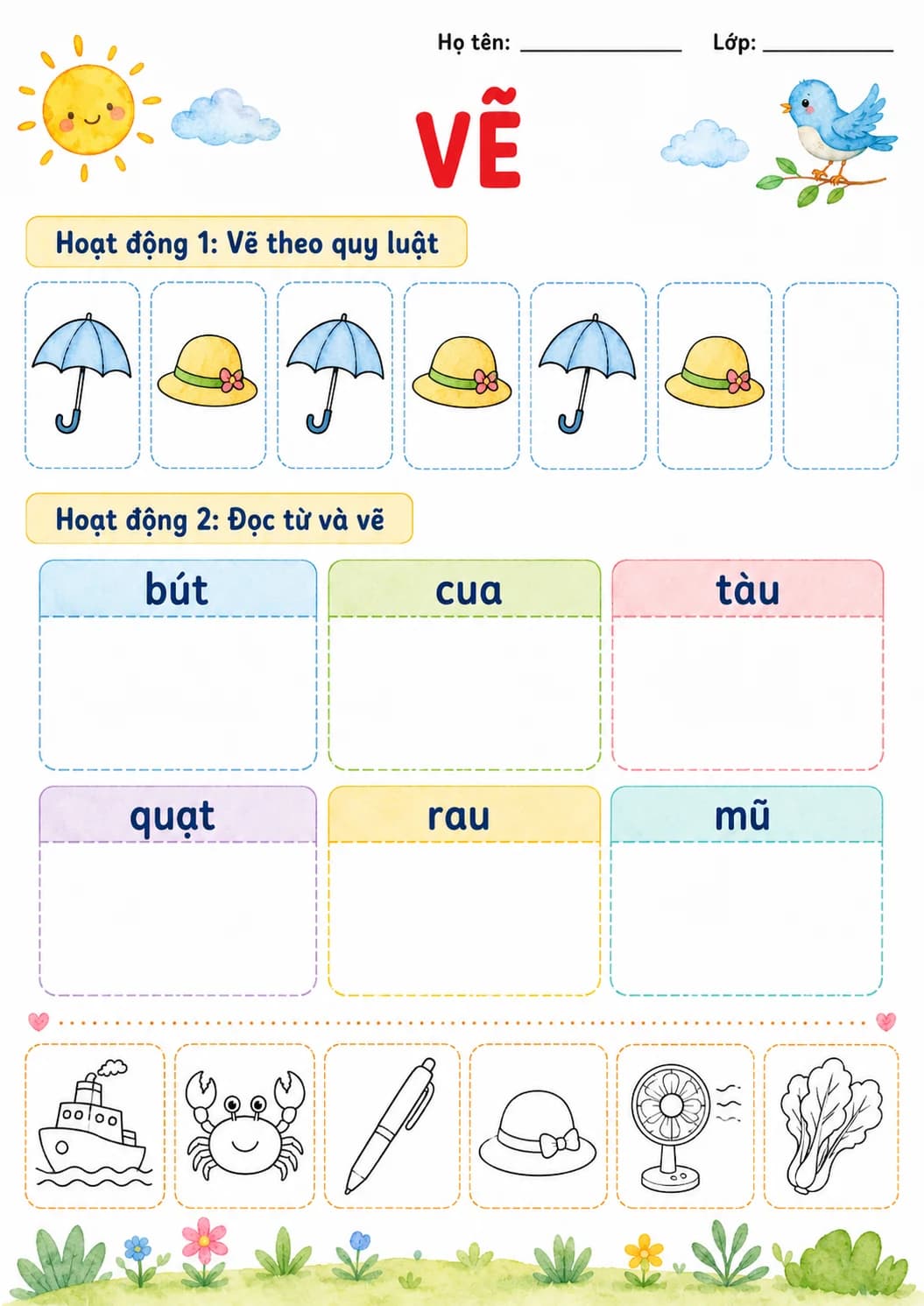Vietnamese Letter U Phonics Worksheets Pack page 6 printable worksheet preview