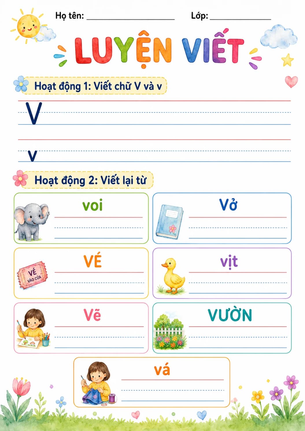Vietnamese Letter V Phonics Worksheets Pack page 3 printable worksheet preview