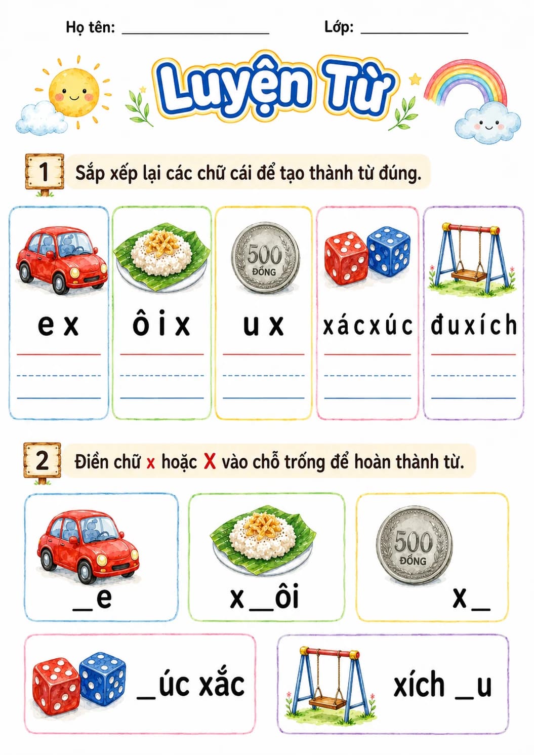 Vietnamese Letter X Phonics Worksheets Pack page 3 printable worksheet preview
