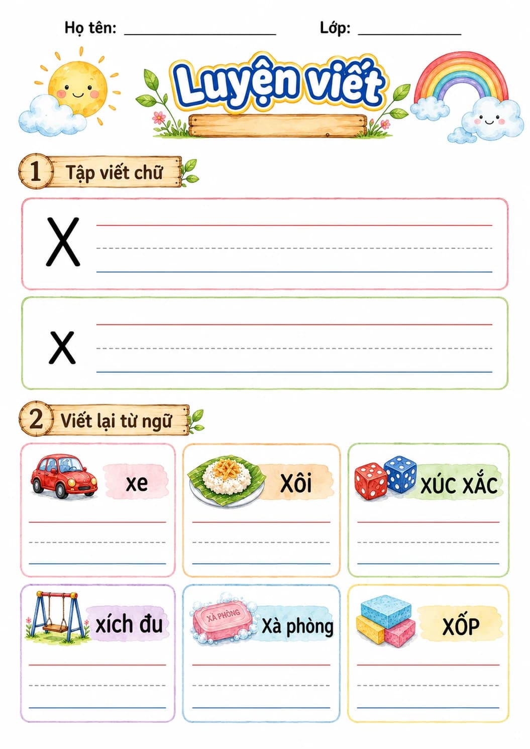 Vietnamese Letter X Phonics Worksheets Pack page 4 printable worksheet preview