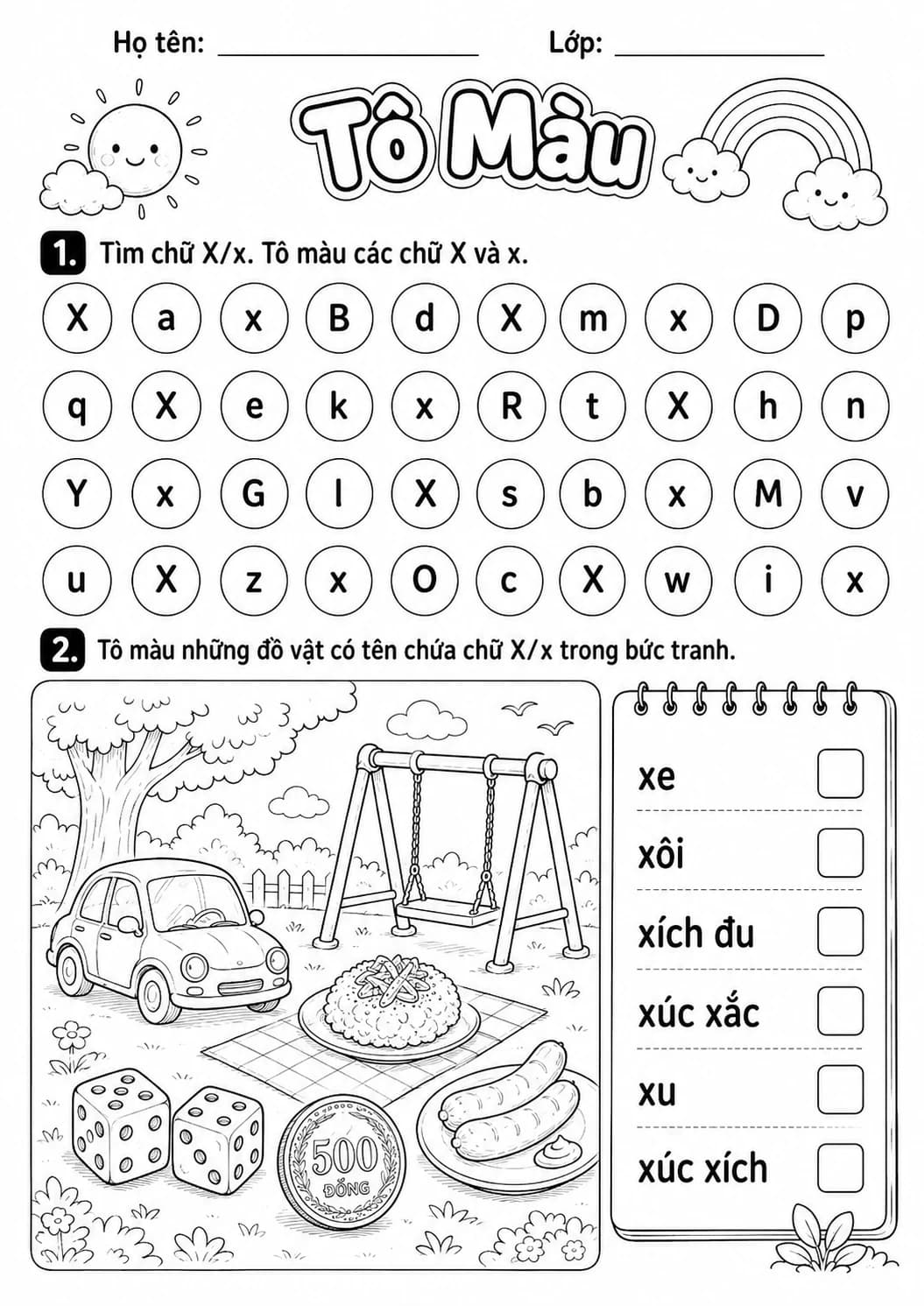 Vietnamese Letter X Phonics Worksheets Pack page 8 printable worksheet preview