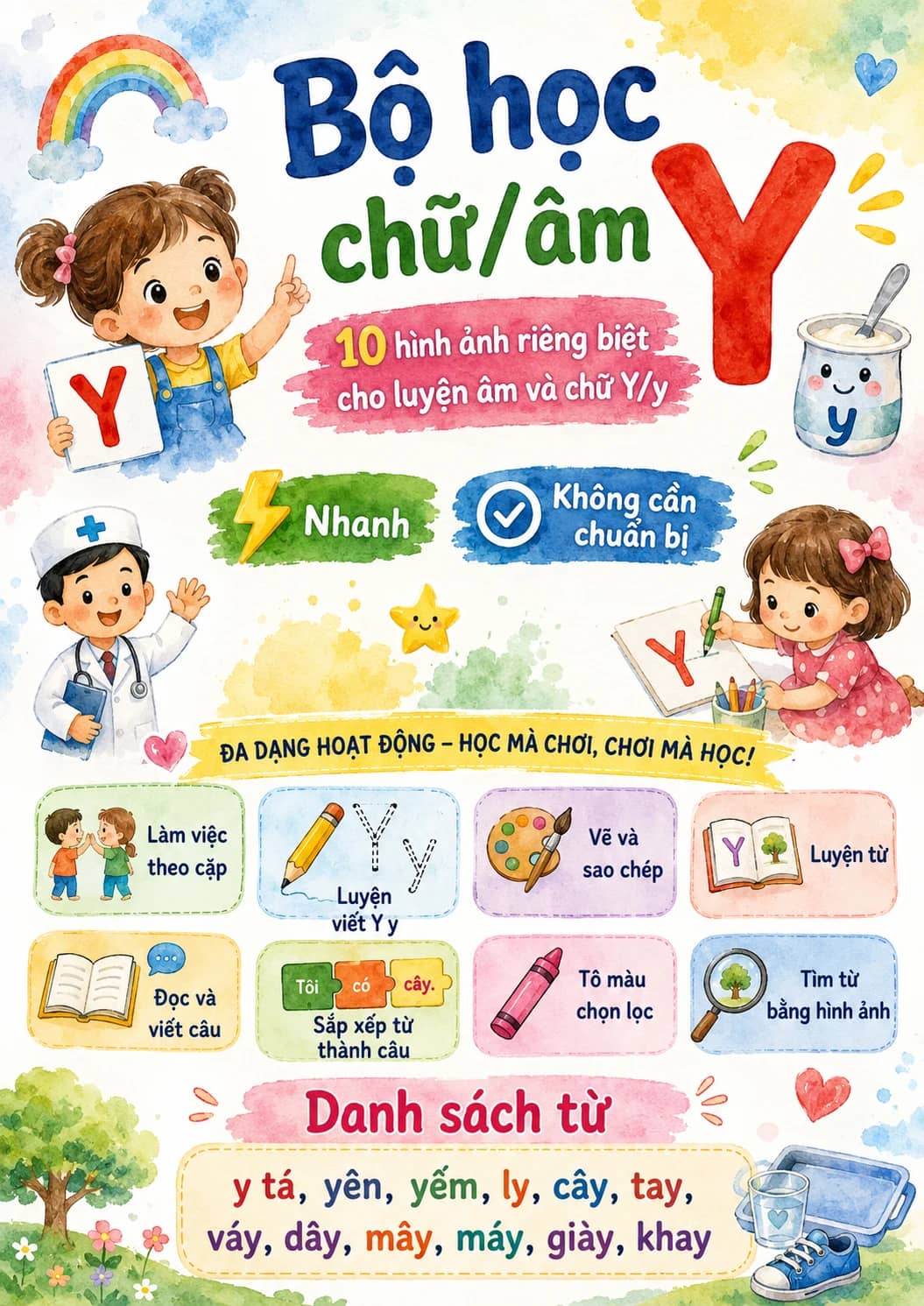 Vietnamese Letter Y Phonics Worksheets Pack printable worksheet pack preview from KiwiBee