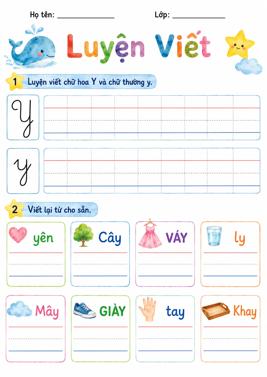 Vietnamese Letter Y Phonics Worksheets Pack page 3 printable worksheet preview