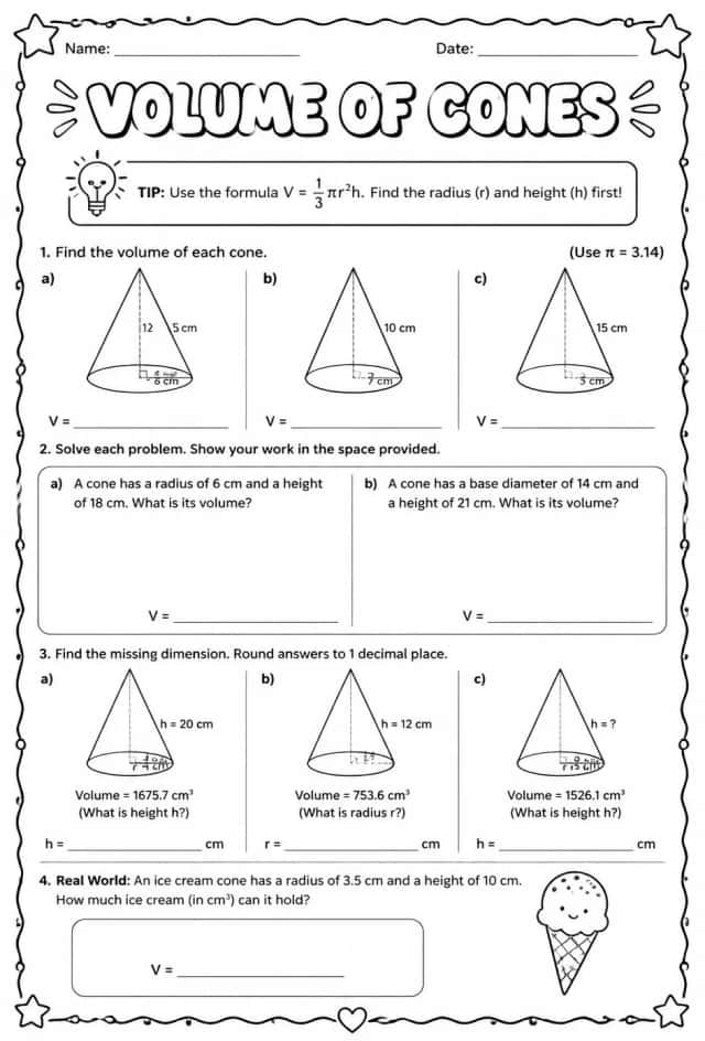 Volume of cones