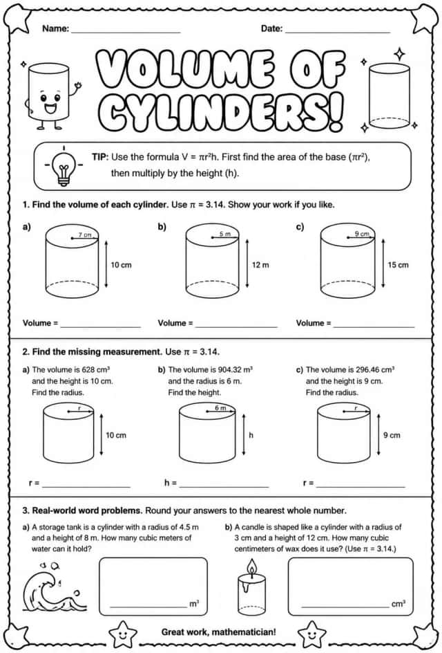 Volume of cylinders