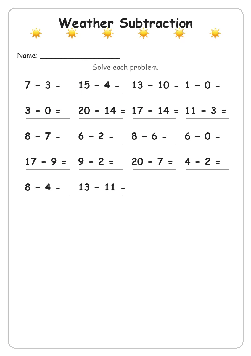 Weather Subtraction (Grade 1)
