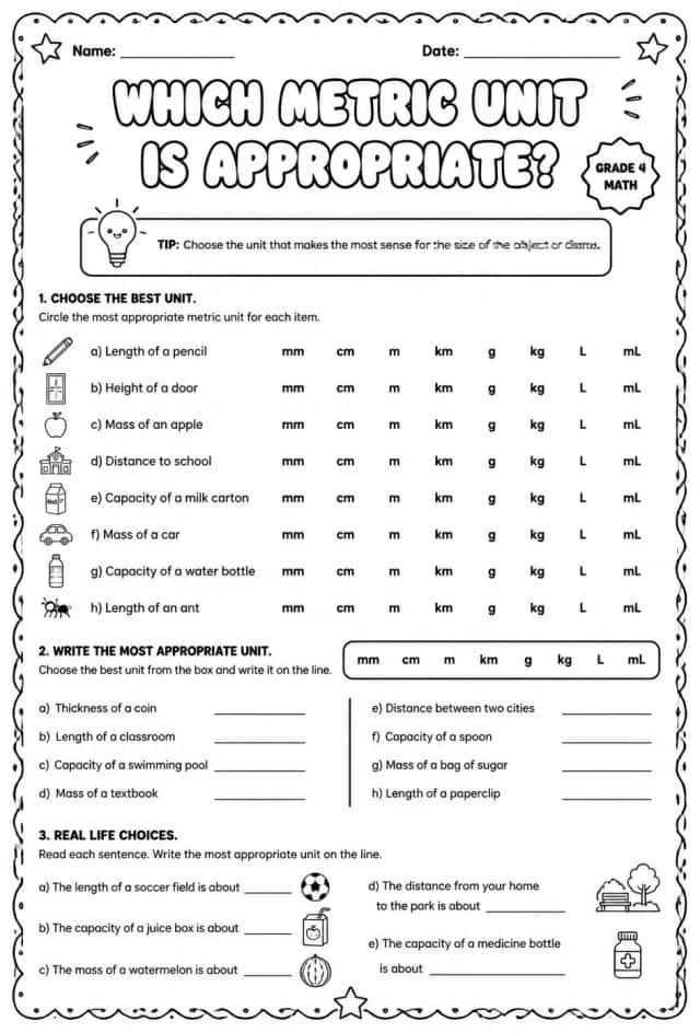 Which metric unit is appropriate?