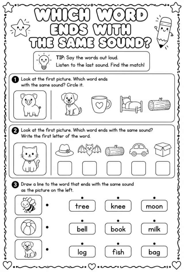 Which word ends with the same sound?
