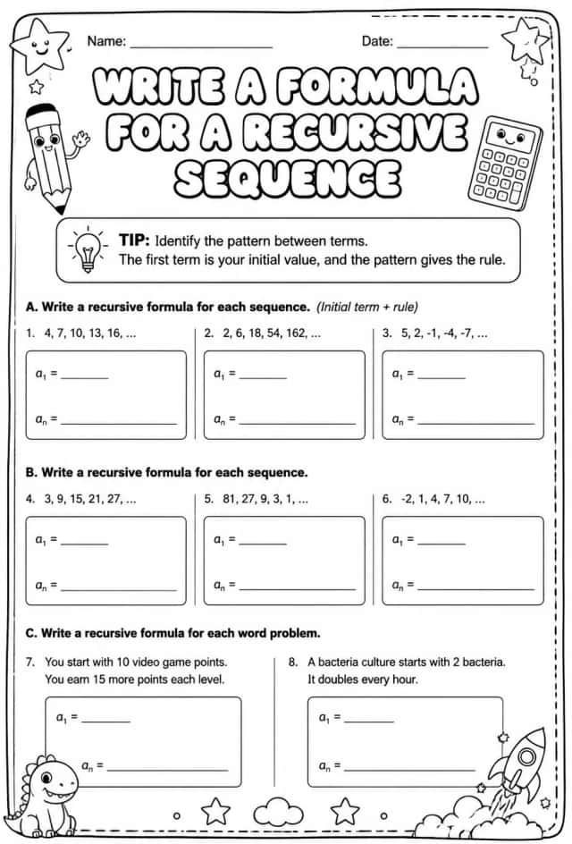 Write a formula for a recursive sequence