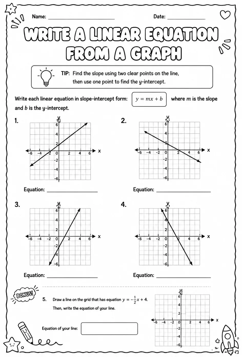 Write a linear equation from a graph