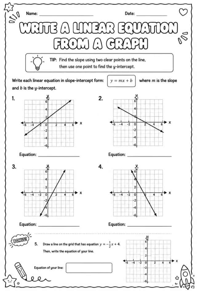 Write a linear equation from a graph