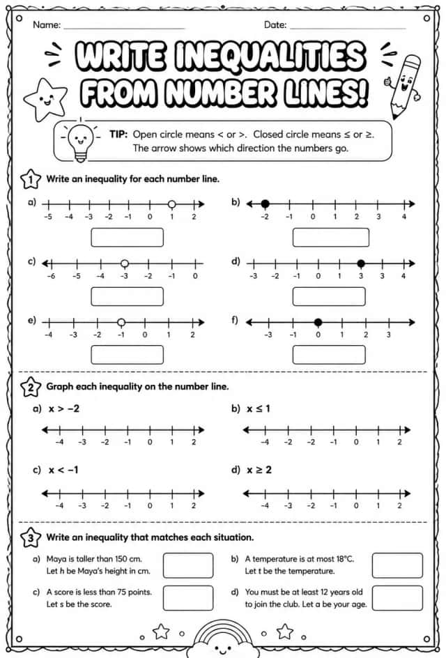 Write inequalities from number lines