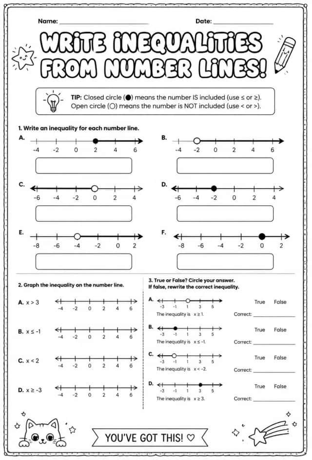 Write inequalities from number lines