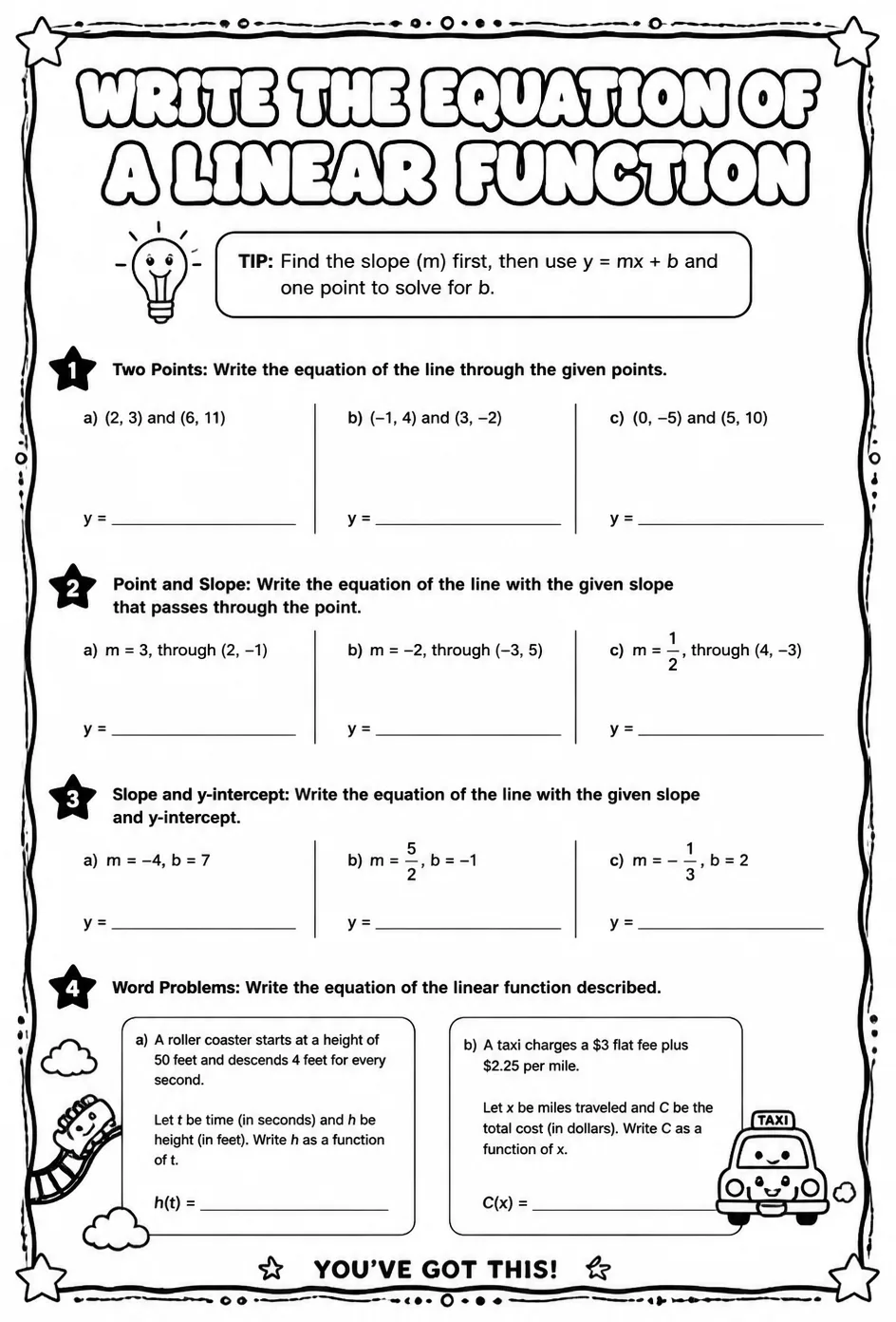 Write the equation of a linear function