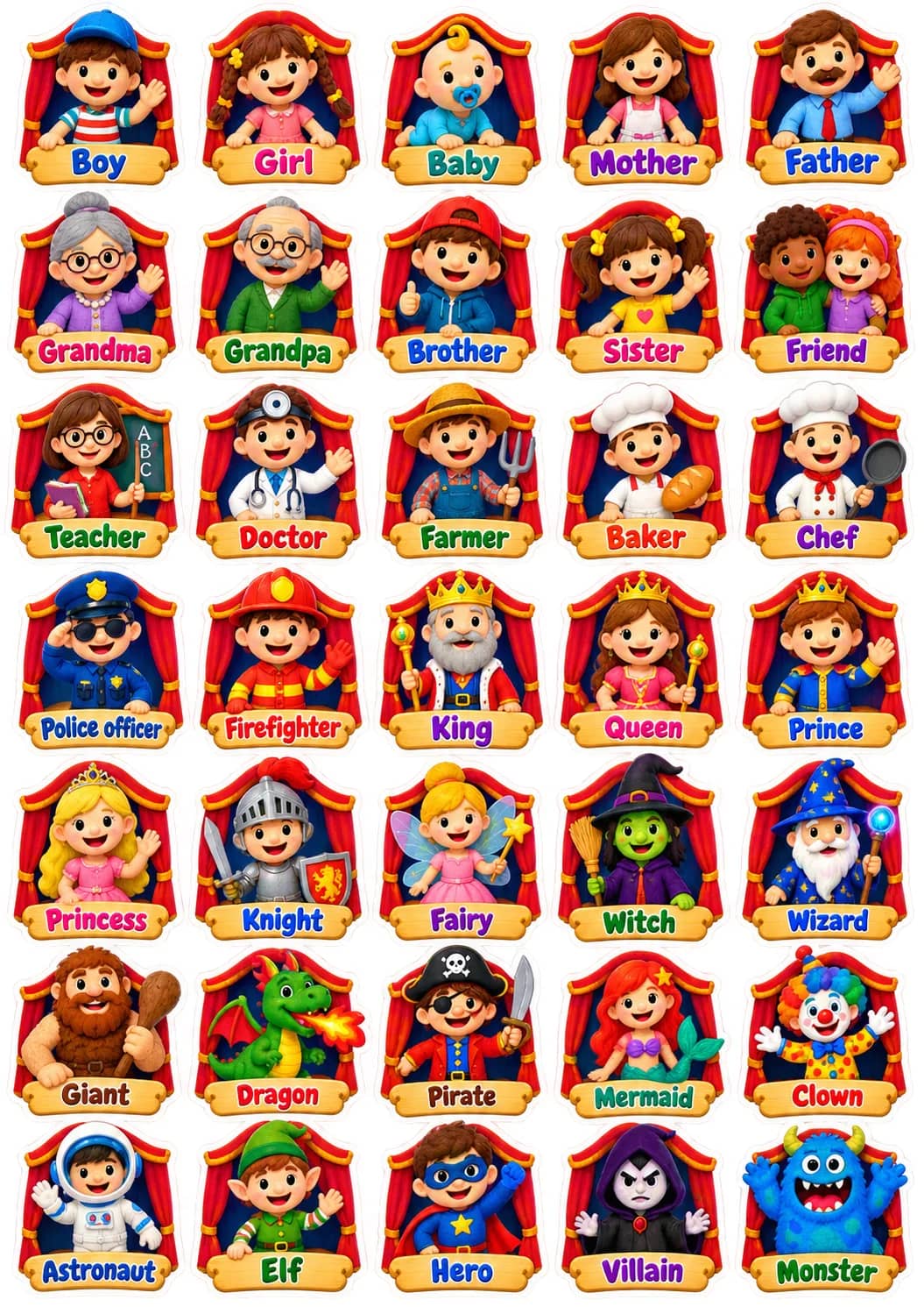 Family And Occupations English Vocabulary Stickers printable vocabulary stickers preview
