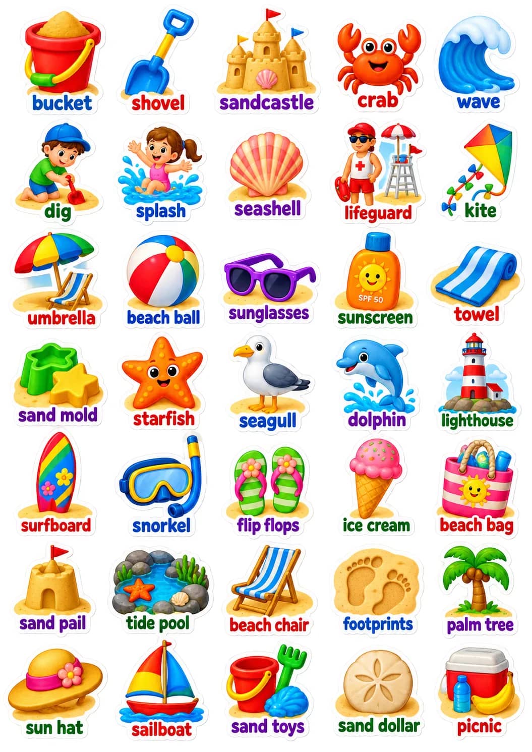 Seasons and Holidays Vocabulary Sticker Pack 01 printable vocabulary stickers preview