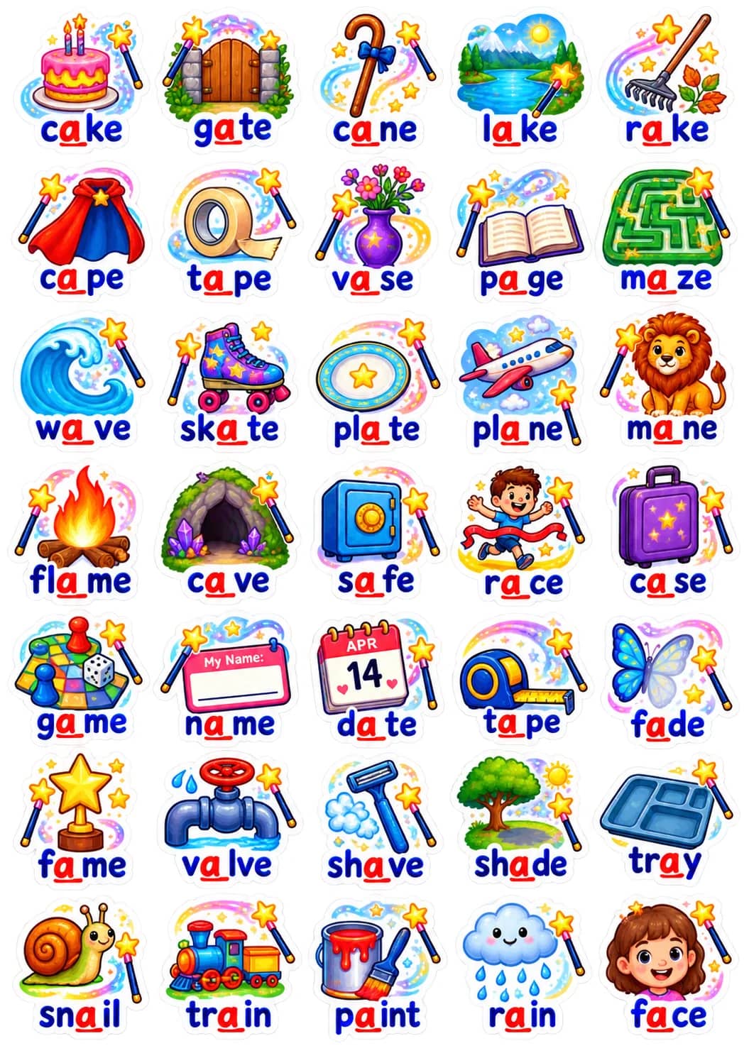 Phonics Word Families English Vocabulary Stickers printable vocabulary stickers preview