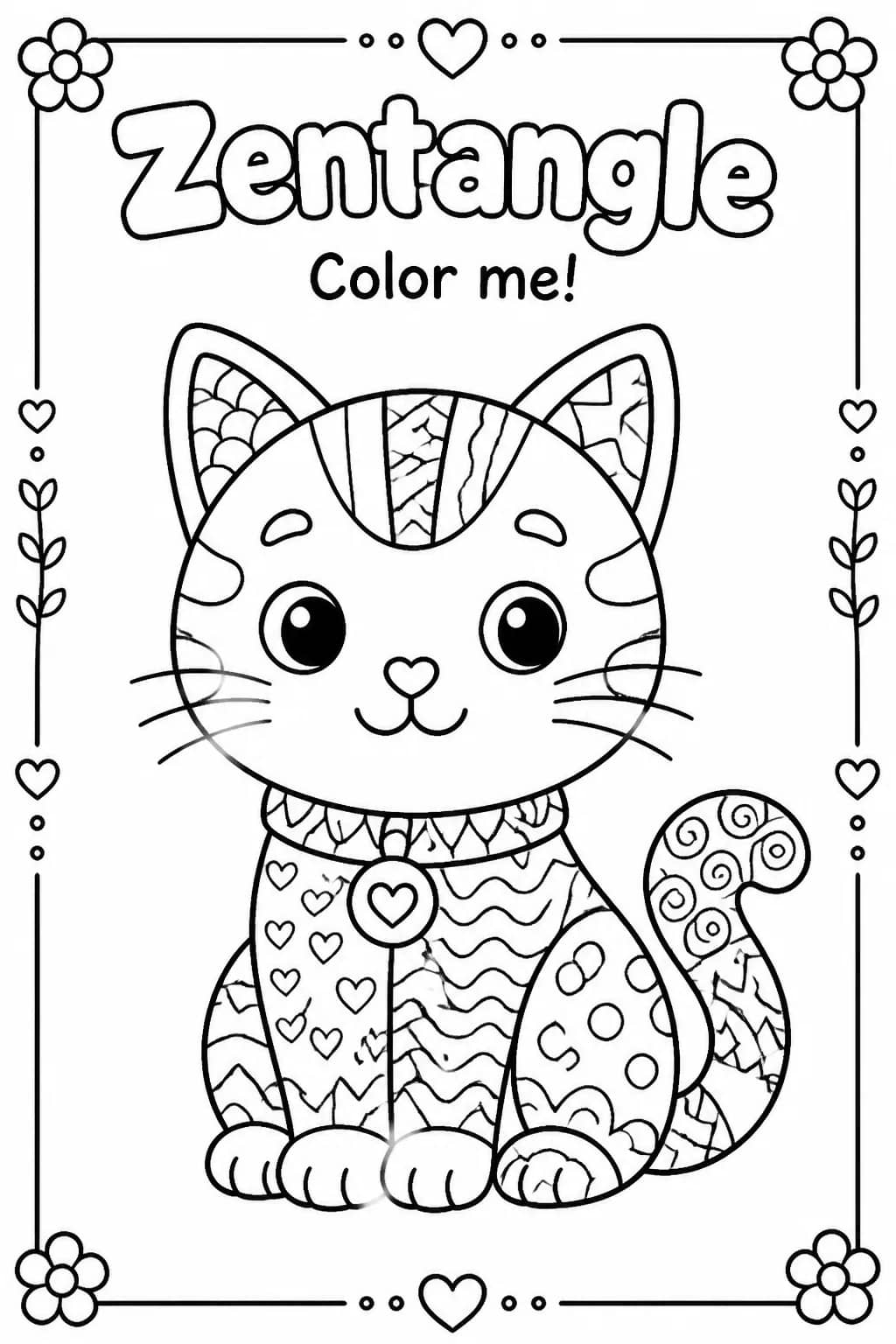 Zentangle Coloring Pages — free printable Kindergarten Art worksheet