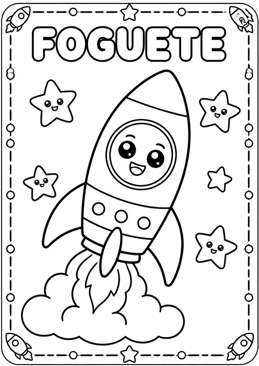 Desenho de foguete para colorir