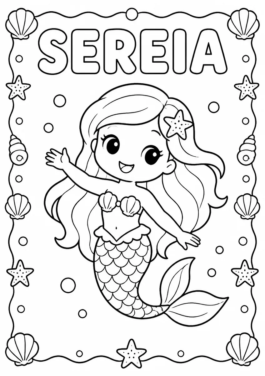 Desenho de Sereia para Colorir
