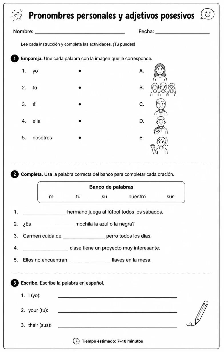 Reconocer palabras, frases o oraciones en español relacionadas con el lenguaje formal e informal. — free printable Middle School Spanish worksheet
