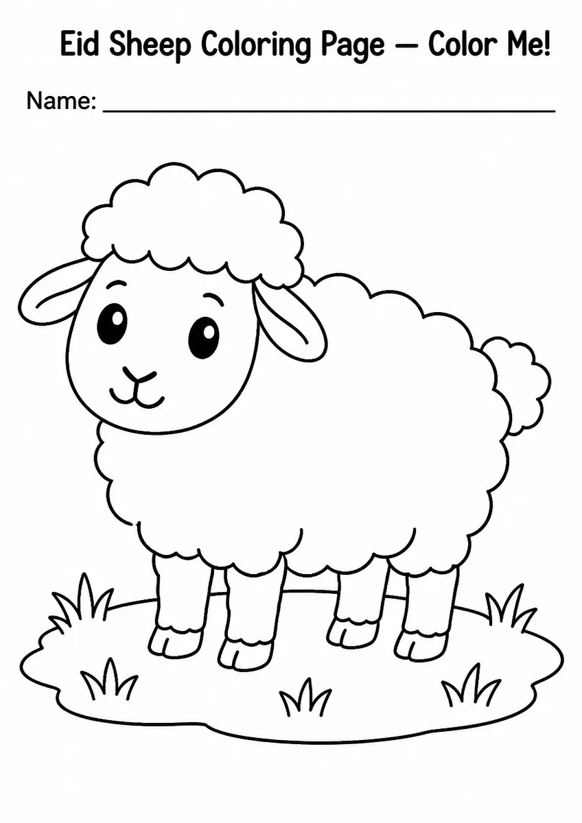 Fluffy sheep coloring page