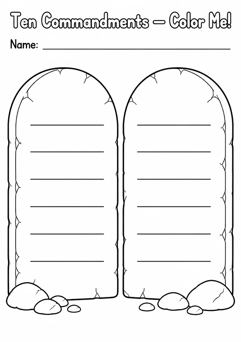 Ten Commandments stone tablets coloring page