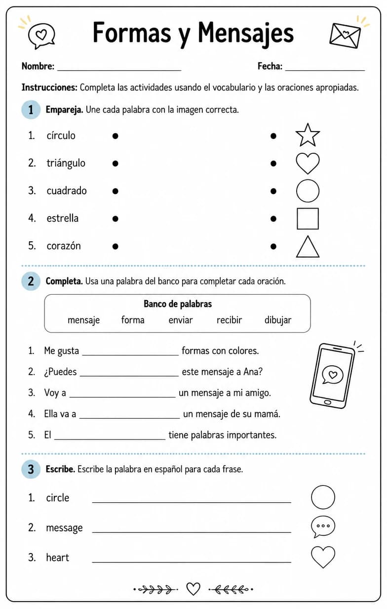 Responder a preguntas con vocabulario y estructura de oraciones apropiados.